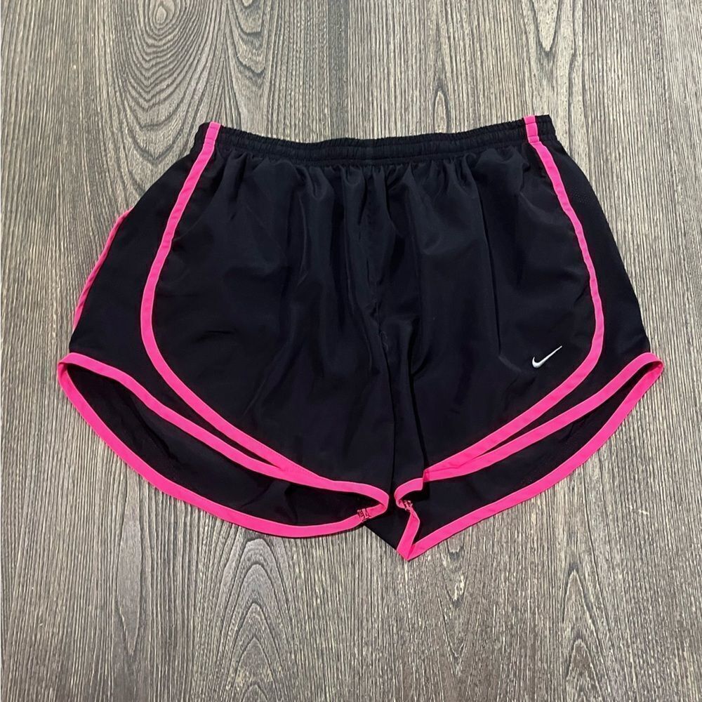 Nike Dri-Fit Running Shorts High-Rise Elastic Waist Pull-On Black Pink Size L